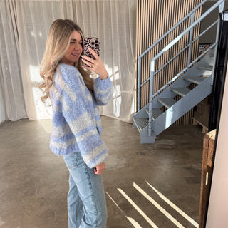Strickjacke Soft Stripes  - Blau