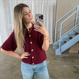 Short Strickjacke - Bordeaux