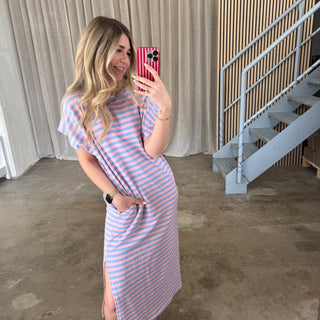 Oversize Kleid Molly - Rosa x Seablue