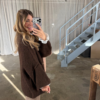 Oversized Strickjacke - Espresso