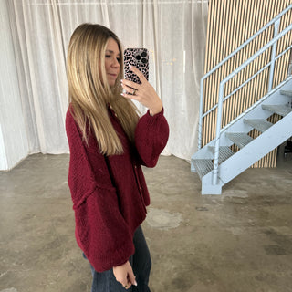Chunky Strickjacke - Bordeaux