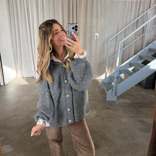 Oversized Strickjacke - Grau
