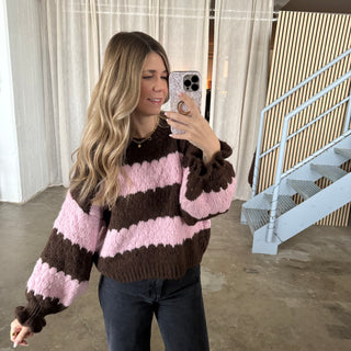 Pullover Cute Waves - Braun x Rosa