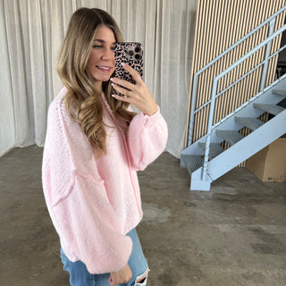 Chunky Strickjacke - Babyrosa