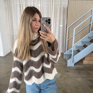 Pullover Soft Waves - Creme x Taupe