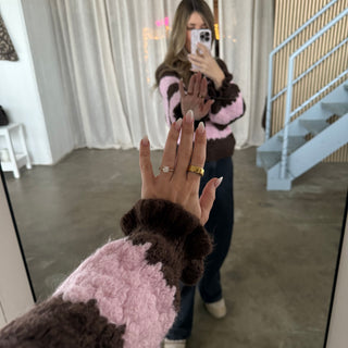 Pullover Cute Waves - Braun x Rosa