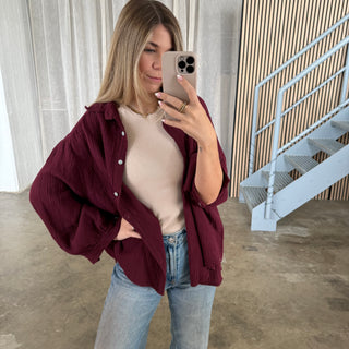 Musselinbluse Oversize - Bordeaux