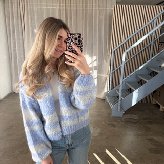 Strickjacke Soft Stripes  - Blau