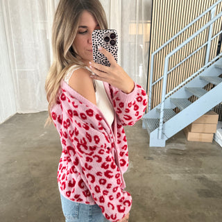 Leo Strickjacke - Rosa x Rot