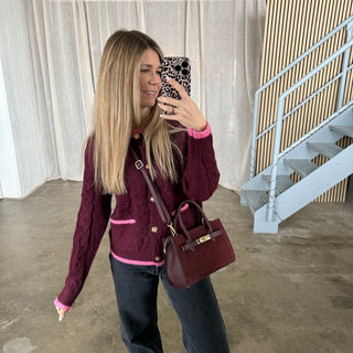 Strickjacke Tangled - Bordeaux x Pink