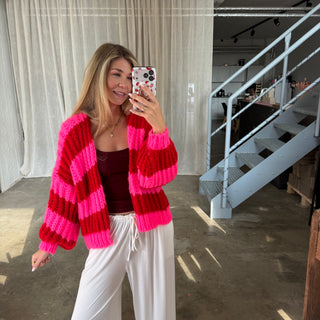 Strickjacke Lima - Neon Pink x Rot