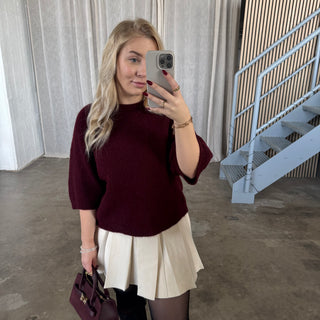 Kurzarm Strick Oberteil - Bordeaux