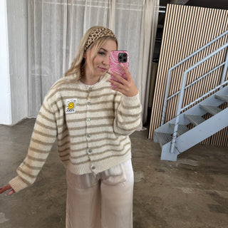 Smile Strickjacke - Creme x Beige