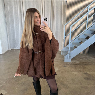 Langarm Poncho - Browny