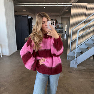 Pullover Soft Blocks - Pink x Bordeaux