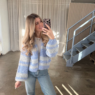 Strickjacke Soft Stripes  - Blau