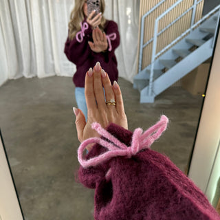 Bow Sleeve Pulli - Bordeaux