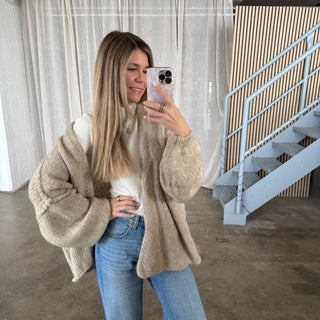 Chunky Oversize Strickjacke - Beige