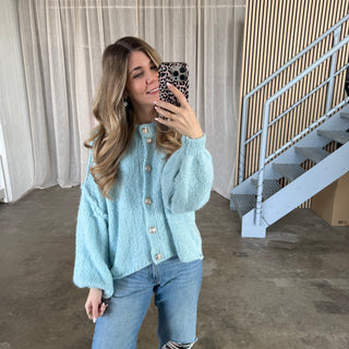 Chunky Strickjacke - Hellblau