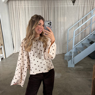 Basic Oversize Longsleeve Dots - Creme