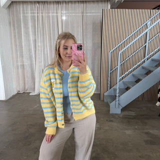 Smile Strickjacke - Butteryellow x Blau