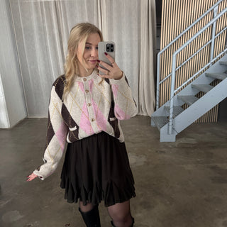 Strickjacke Romy - Rosa x Beige