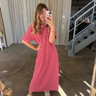 Oversize Kleid Molly - Rosa x Rot | TALL