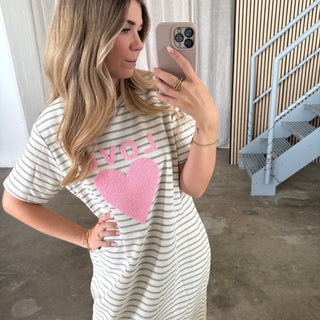 Big Holland Dress - Weiß x Grau