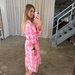 Kleid Bella -  Weiß x Pink