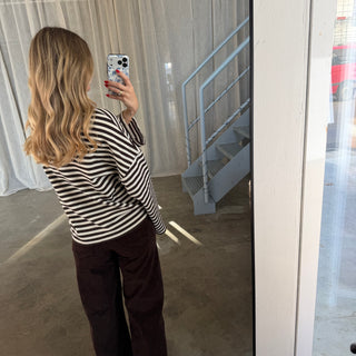 Oversize Longsleeve Stripes -  Espresso x Creme