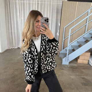 Leo Strickjacke offen - Schwarz x Weiß