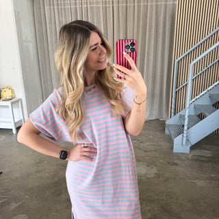 Oversize Kleid Molly - Rosa x Hellblau