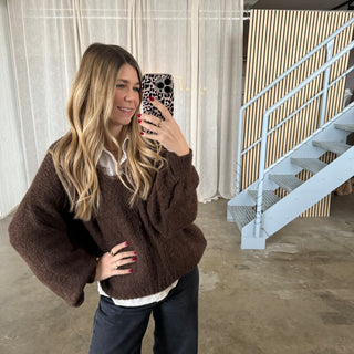 Spitzen Pulli - Dunkelbraun