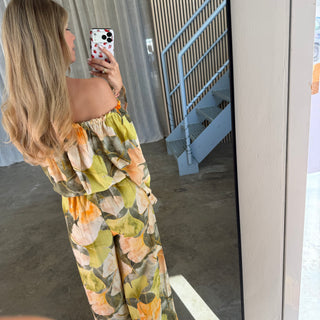 Off Shoulder Top Tropical - Grün