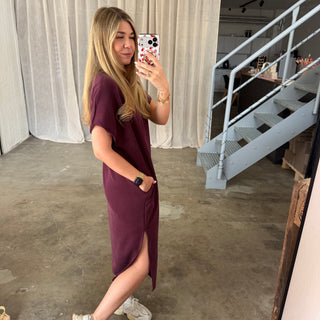 Oversize Kleid Molly - Butterstoff Dark Berry