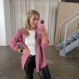 Musselinbluse Button Arms - Pflaume