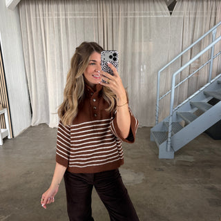 Strickshirt Lia - Braun Weiß