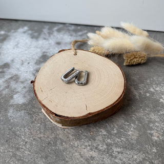 Edge Creolen | Strass Silber