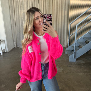 Believe Strickjacke - Neon Pink