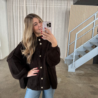 Midsize Strickjacke - Espresso