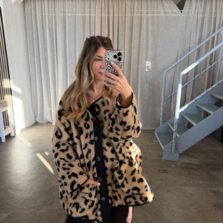 Oversized Teddy Jacke - Leo Camel