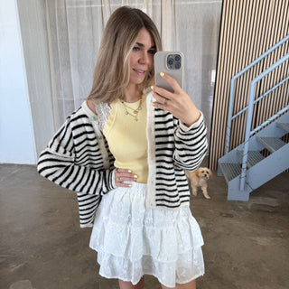 Strickjacke Small Stripes - Creme x Schwarz