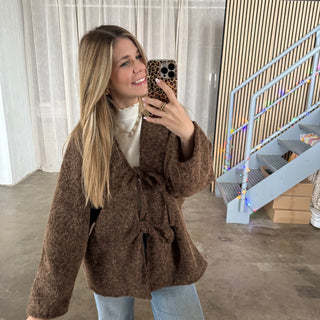Filz Schleifen Jacke - Dunkelbraun