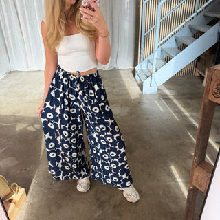 Bluse Amalfi Bloom - Navi Blau