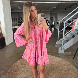 Musselinkleid Neon Leo - Lila x Orange