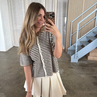 Short Stripes Strickjacke - Browny