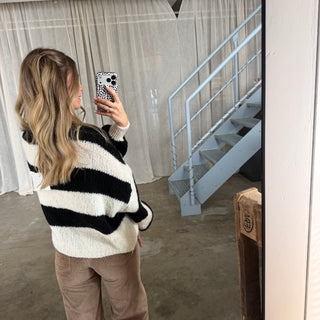 Strickjacke Bella - Schwarz x Creme
