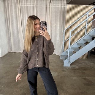 Chunky Strickjacke - Hellbraun