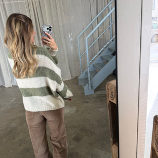 Strickjacke Bella - Olive x Creme