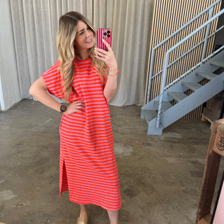 Oversize Kleid Molly - Neon Orange x Altrosa